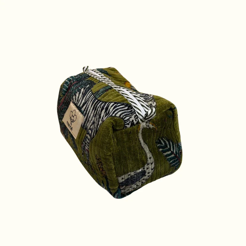 Trousse de toilette en velours matelassé – "Green safari" - Image 5