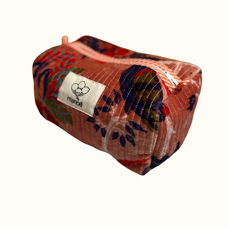 Trousse de toilette marron en velours matelassé - Image 2