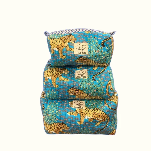Trousse de toilette matelassé  "Guépard in the blue" - Image 2