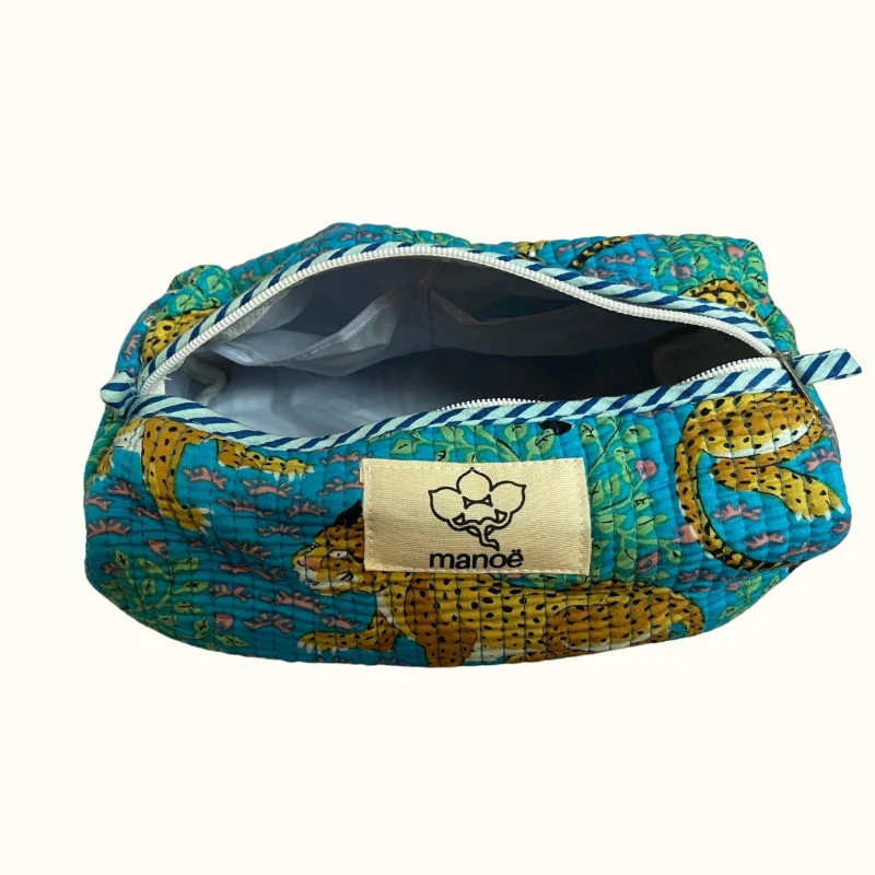 Trousse de toilette matelassé  "Guépard in the blue" - Image 3