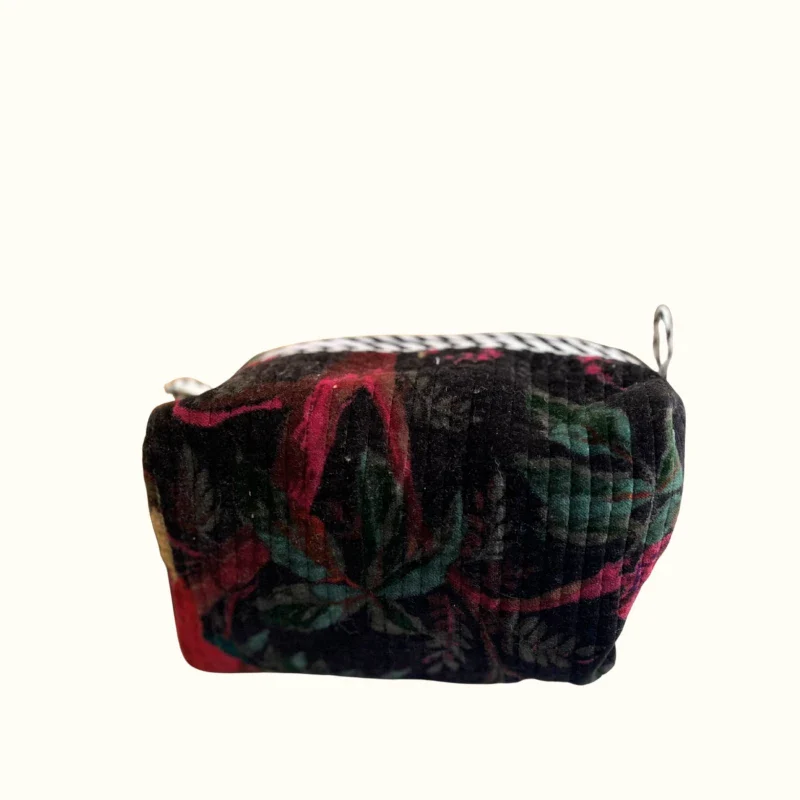 Trousse de toilette noir en velours matelassé - "Bird of the night" - Image 4