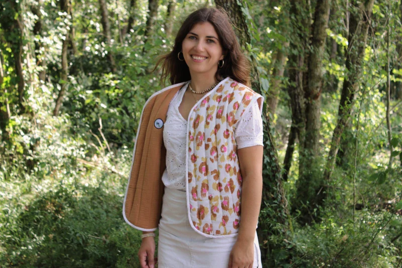 Veste camel sans manches matelassée réversible - "Soledad" - Image 3