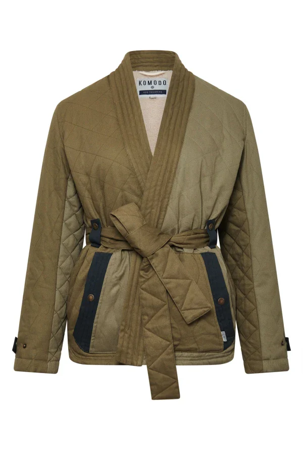 Veste Patchwork matelassée en coton bio kaki - Zuri - Image 3