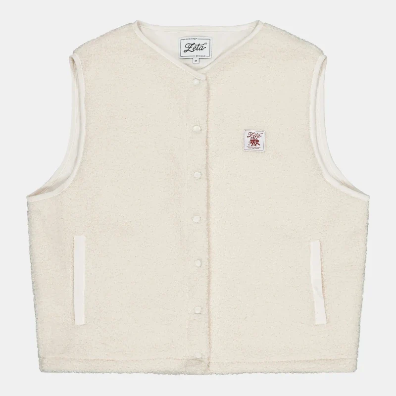 Veste polaire végane sans manche sherpa crème - Image 3