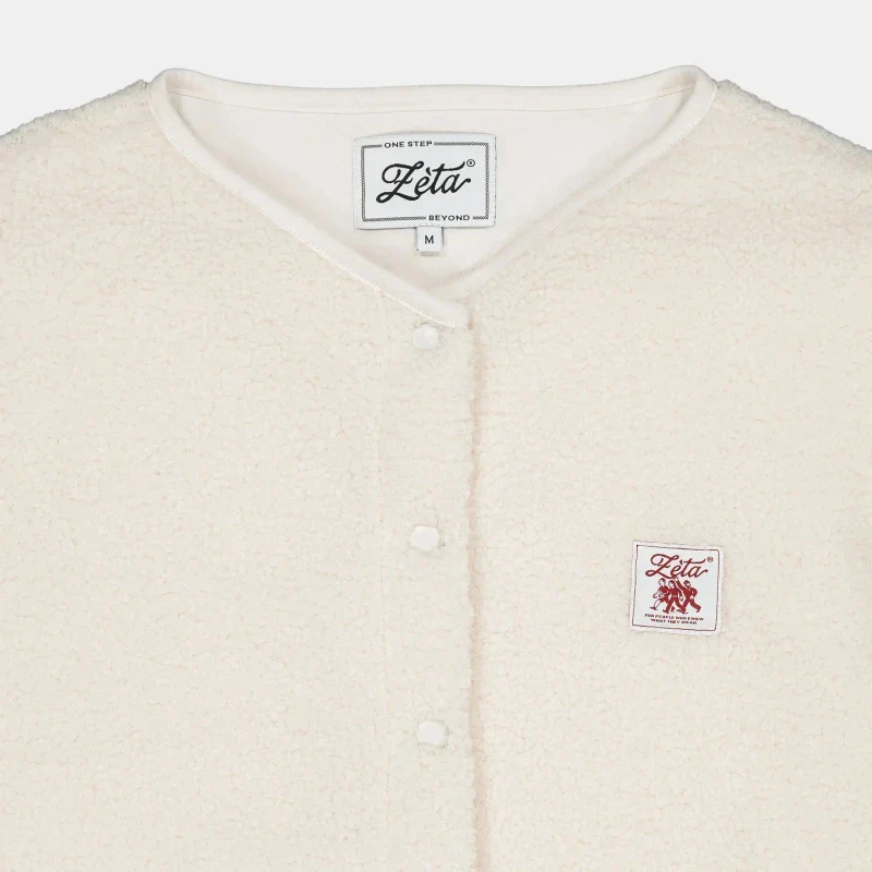 Veste polaire végane sans manche sherpa crème - Image 4