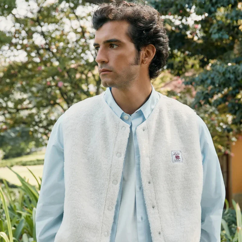 Veste polaire végane sans manche sherpa crème - Image 6