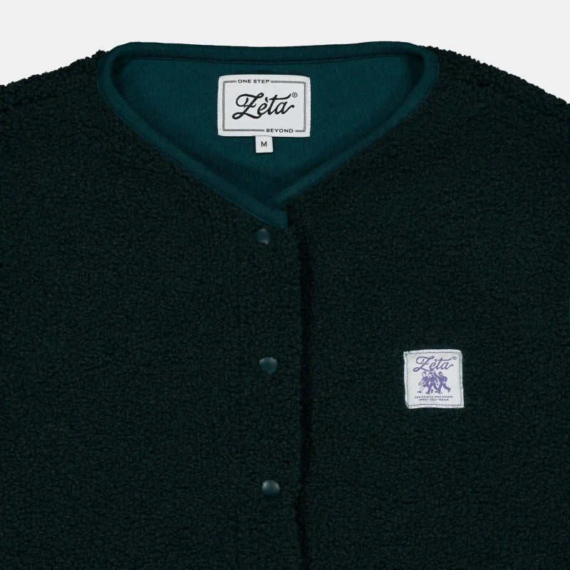 Veste polaire végane sans manche sherpa vert forêt - Image 3