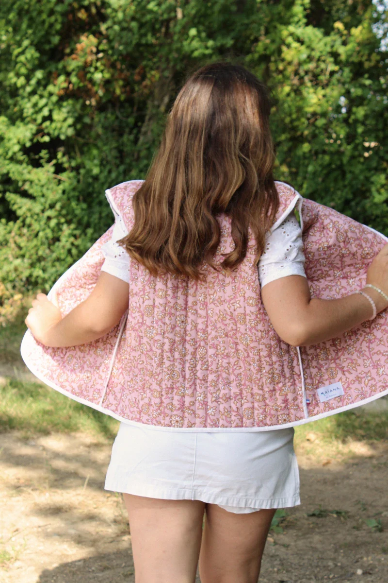 Veste rose sans manches matelassée - "Soledad" - Image 3